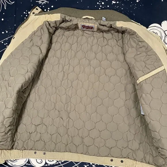 Levis Trucker Jacket Mens XL Khaki Full Zip Button Outdoor Utility Casual - Picture 5 of 9